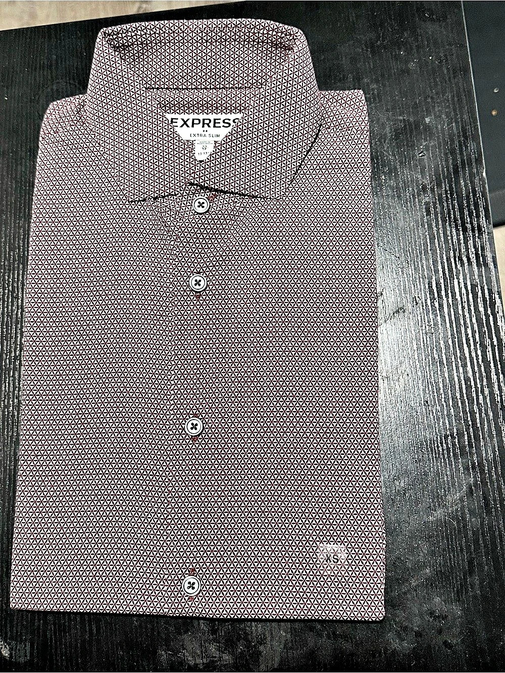 Express Extra Slim Geometric Dress Shirt in Red & White XS NWT